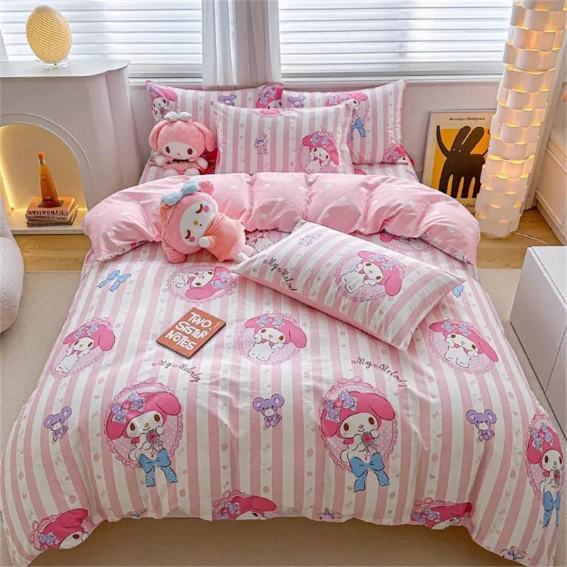 Kawaii Cinnamoroll Bedding Set - Cute Cartoon Dorm Decor - A / 180x210cm 3PCS / CHINA