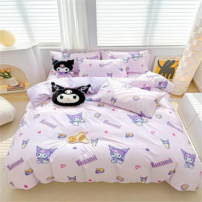 Kawaii Cinnamoroll Bedding Set - Cute Cartoon Dorm Decor - black / 228x264cm 3PCS / CHINA