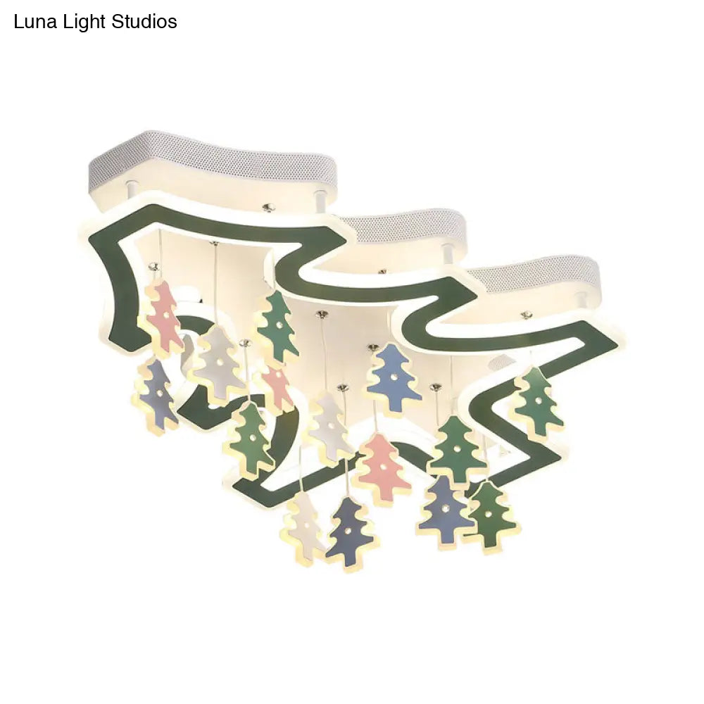 DecorBites™ DecorBites™ Kid Bedroom Ceiling Lamp: Modern Green LED Light with Pinaster Acrylic Mount