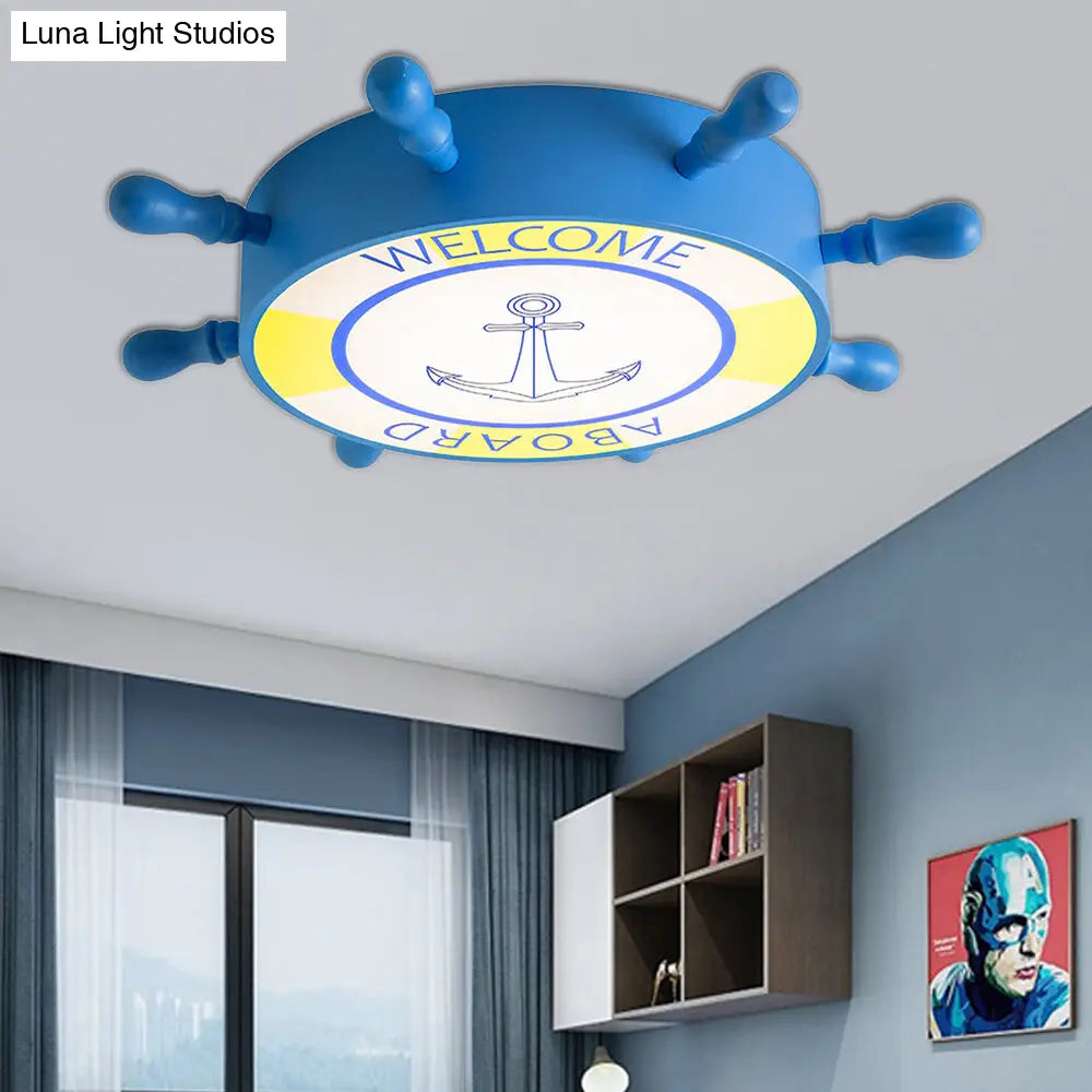 DecorBites™ DecorBites™ Kid Bedroom Ceiling Light: Acrylic Seaside Flush Mount in Blue