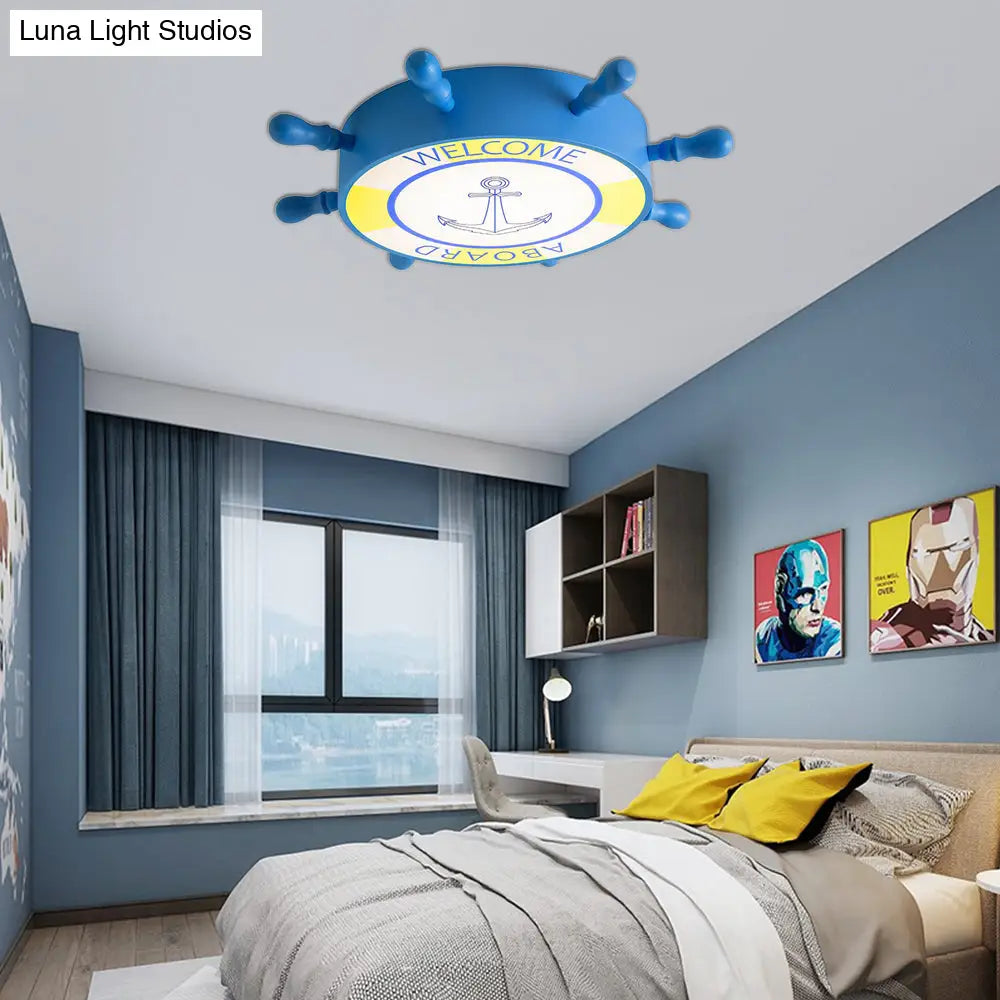 DecorBites™ DecorBites™ Kid Bedroom Ceiling Light: Acrylic Seaside Flush Mount in Blue
