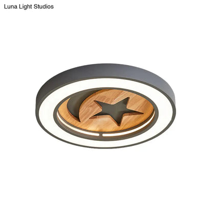DecorBites™ DecorBites™ Kid's Acrylic Modern LED Ceiling Lamp – Slim Circle Design with Star Pattern – Ideal for Bedroom