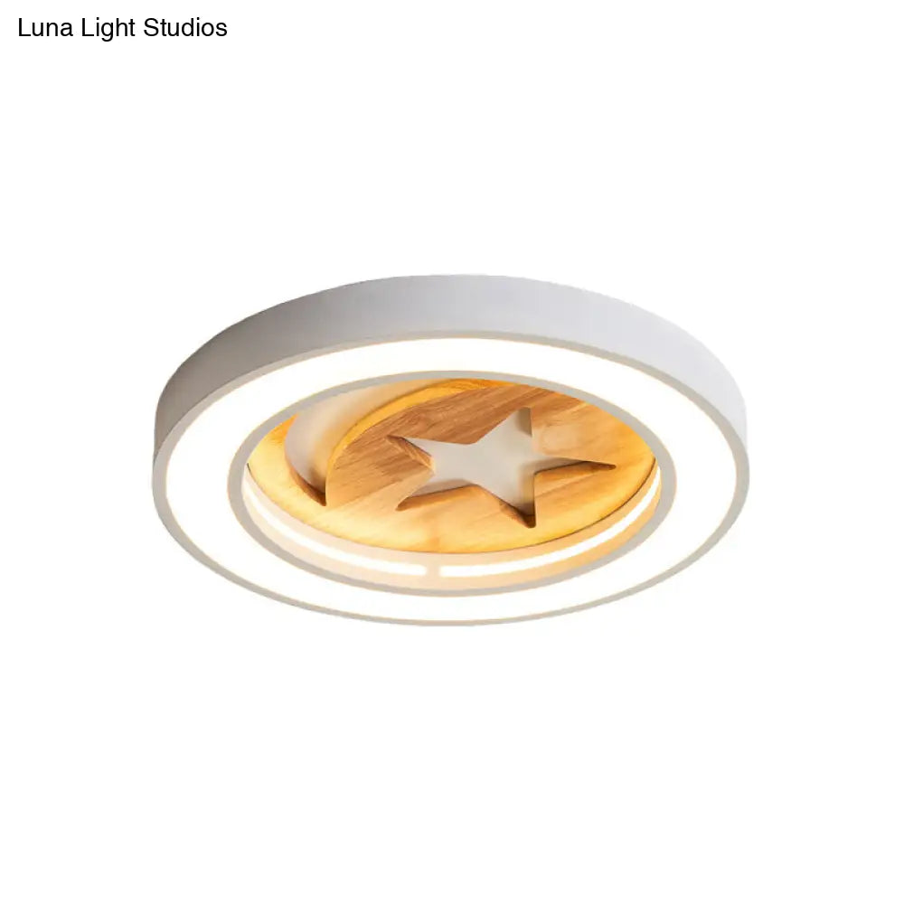 DecorBites™ DecorBites™ Kid's Acrylic Modern LED Ceiling Lamp – Slim Circle Design with Star Pattern – Ideal for Bedroom
