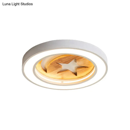 DecorBites™ DecorBites™ Kid's Acrylic Modern LED Ceiling Lamp – Slim Circle Design with Star Pattern – Ideal for Bedroom