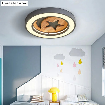 DecorBites™ DecorBites™ Kid's Acrylic Modern LED Ceiling Lamp – Slim Circle Design with Star Pattern – Ideal for Bedroom