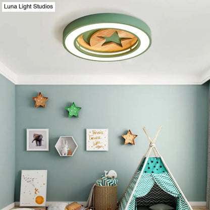 DecorBites™ DecorBites™ Kid's Acrylic Modern LED Ceiling Lamp – Slim Circle Design with Star Pattern – Ideal for Bedroom