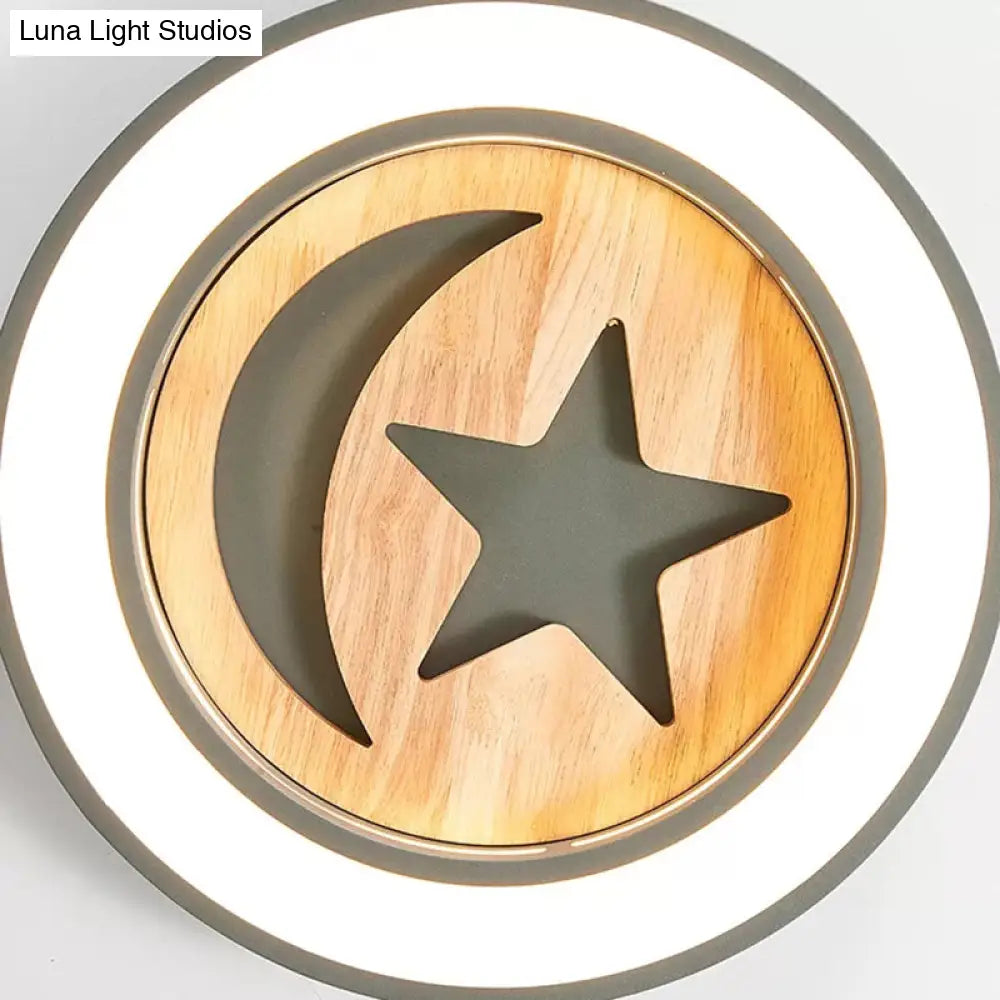 DecorBites™ DecorBites™ Kid's Acrylic Modern LED Ceiling Lamp – Slim Circle Design with Star Pattern – Ideal for Bedroom