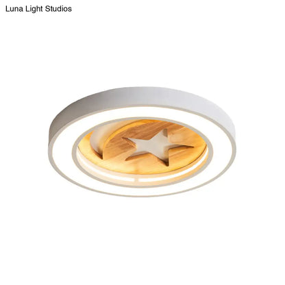 DecorBites™ DecorBites™ Kid's Acrylic Modern LED Ceiling Lamp – Slim Circle Design with Star Pattern – Ideal for Bedroom