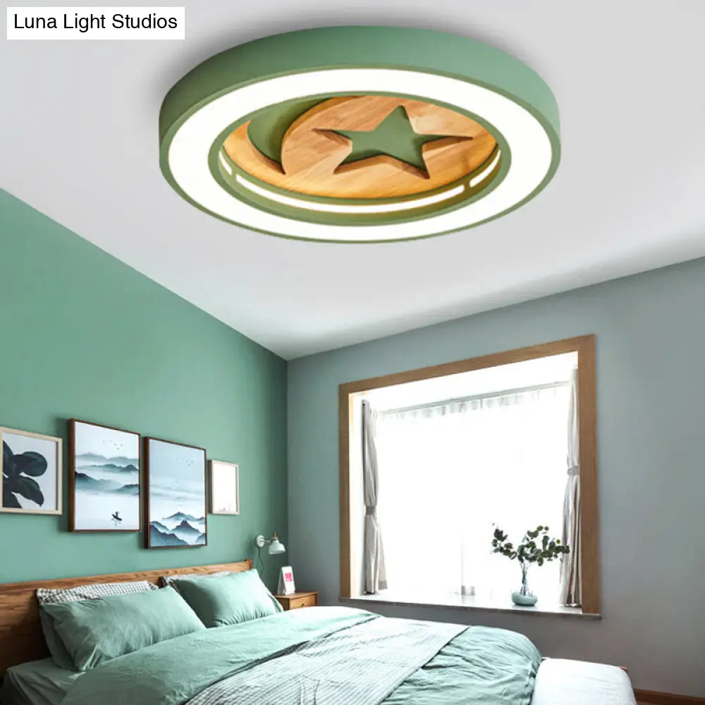 DecorBites™ DecorBites™ Kid's Acrylic Modern LED Ceiling Lamp – Slim Circle Design with Star Pattern – Ideal for Bedroom