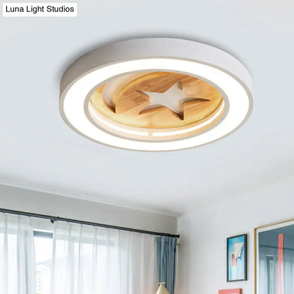 DecorBites™ DecorBites™ Kid's Acrylic Modern LED Ceiling Lamp – Slim Circle Design with Star Pattern – Ideal for Bedroom