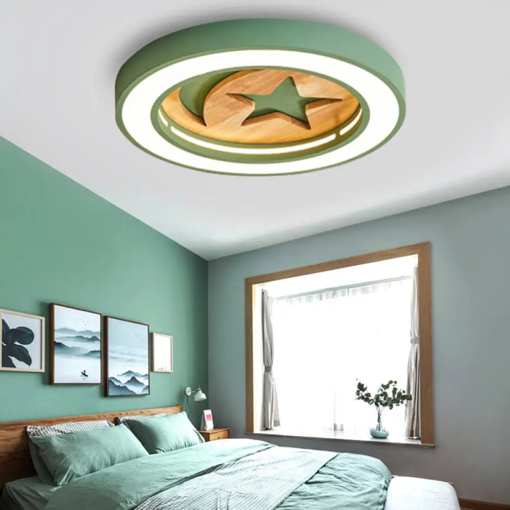 DecorBites™ DecorBites™ Kid's Acrylic Modern LED Ceiling Lamp – Slim Circle Design with Star Pattern – Ideal for Bedroom