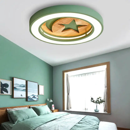 DecorBites™ DecorBites™ Kid's Acrylic Modern LED Ceiling Lamp – Slim Circle Design with Star Pattern – Ideal for Bedroom