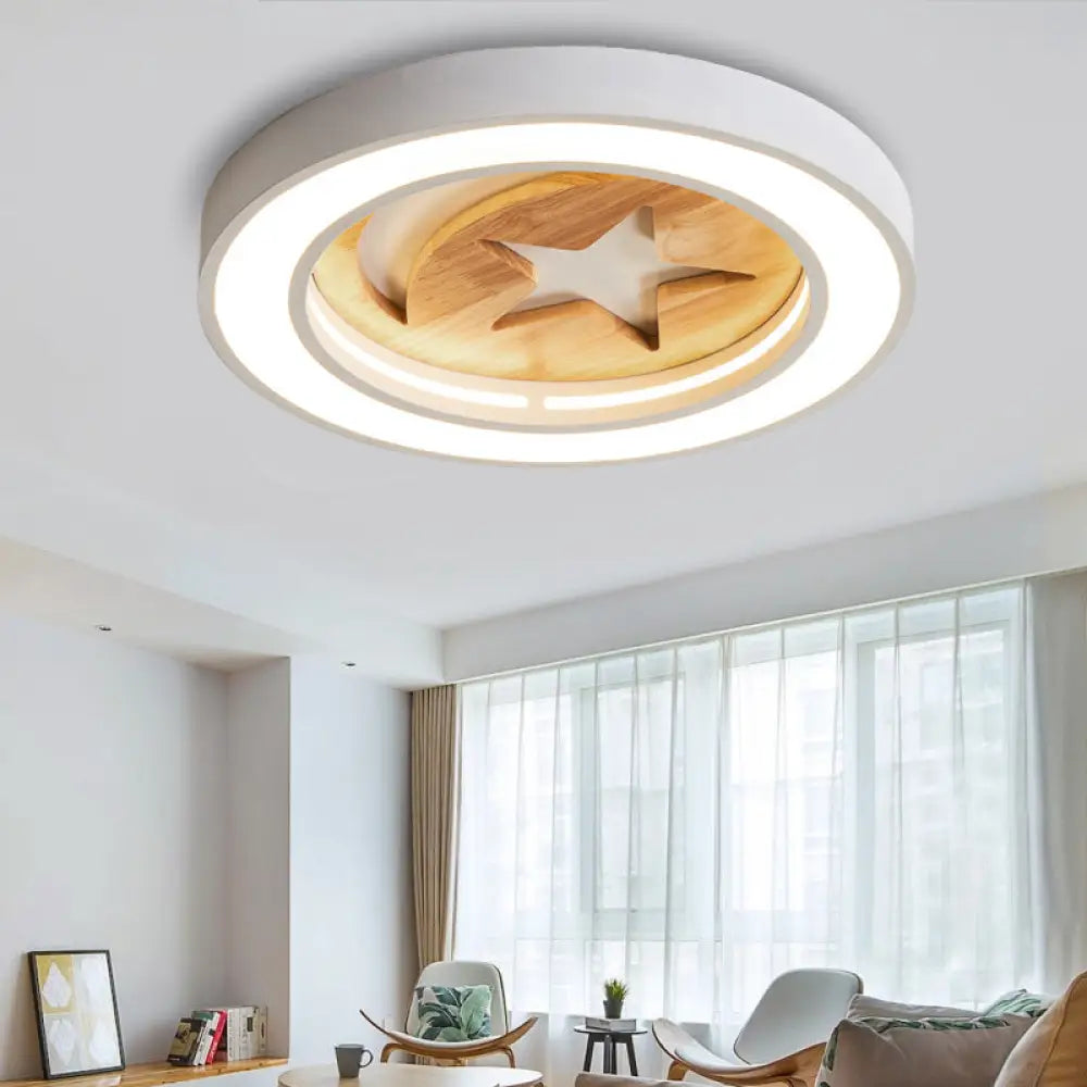 DecorBites™ DecorBites™ Kid's Acrylic Modern LED Ceiling Lamp – Slim Circle Design with Star Pattern – Ideal for Bedroom