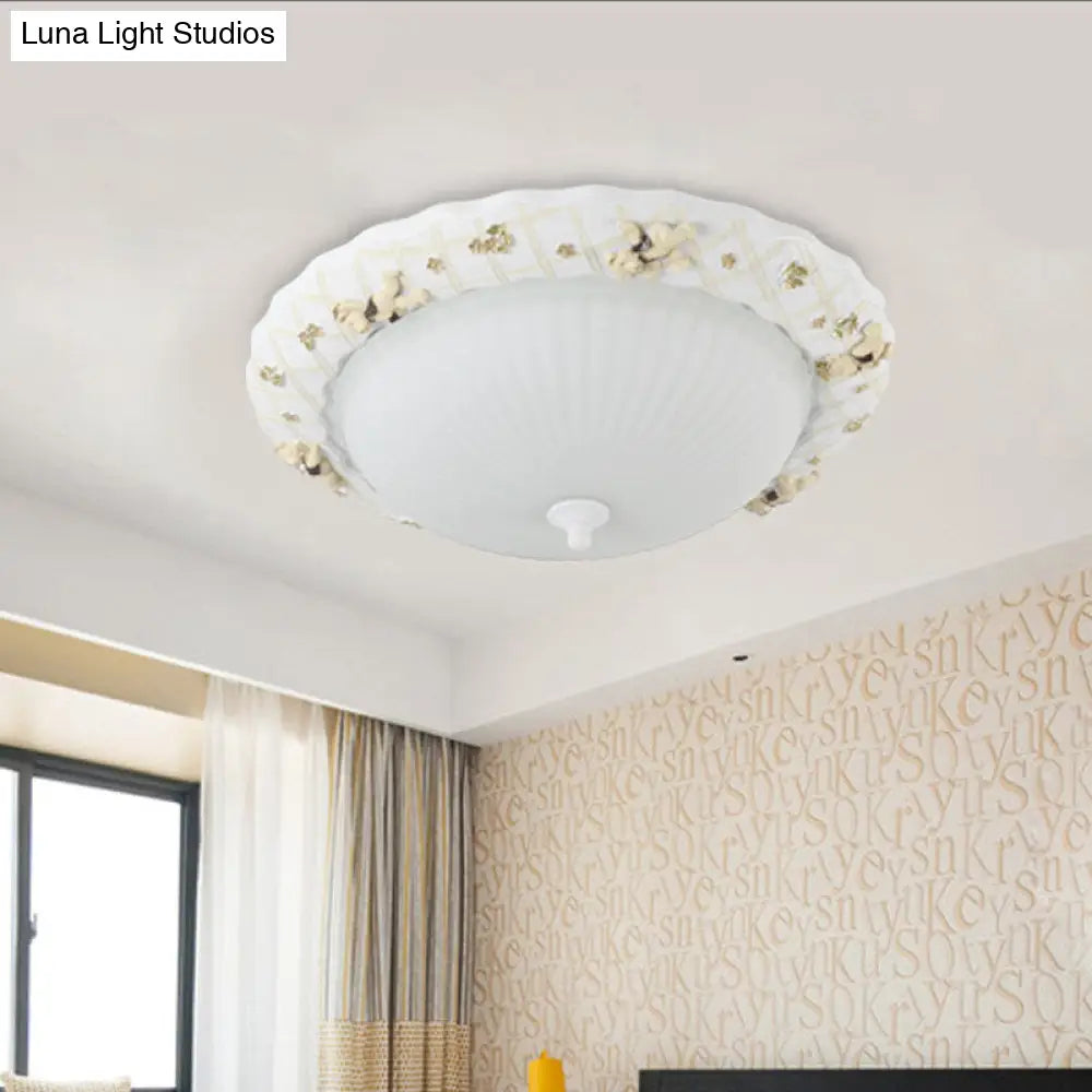DecorBites™ DecorBites™ Kids Bear Flush Mount Ceiling Light for Baby Bedroom - White Fluted Glass Lamp