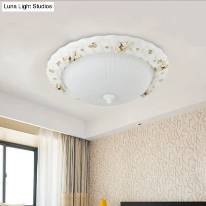 DecorBites™ DecorBites™ Kids Bear Flush Mount Ceiling Light for Baby Bedroom - White Fluted Glass Lamp