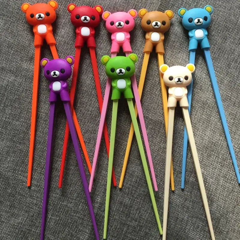 Colorful silicone kids bear panda chopsticks set in assorted hues for dining room training and decorbites kids bear gift