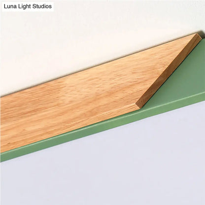 DecorBites™ DecorBites™ Kids Bedroom Ceiling Light - Nordic Green Square Flush Mount with Wood and Acrylic Shade