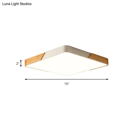 DecorBites™ DecorBites™ Kids Bedroom Ceiling Light - Nordic Green Square Flush Mount with Wood and Acrylic Shade