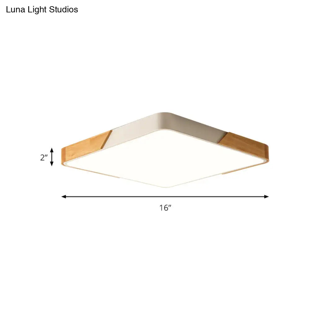 DecorBites™ DecorBites™ Kids Bedroom Ceiling Light - Nordic Green Square Flush Mount with Wood and Acrylic Shade