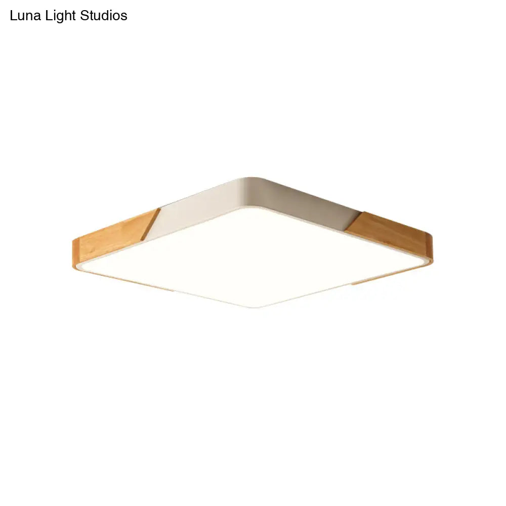DecorBites™ DecorBites™ Kids Bedroom Ceiling Light - Nordic Green Square Flush Mount with Wood and Acrylic Shade