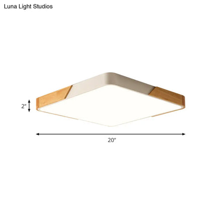 DecorBites™ DecorBites™ Kids Bedroom Ceiling Light - Nordic Green Square Flush Mount with Wood and Acrylic Shade