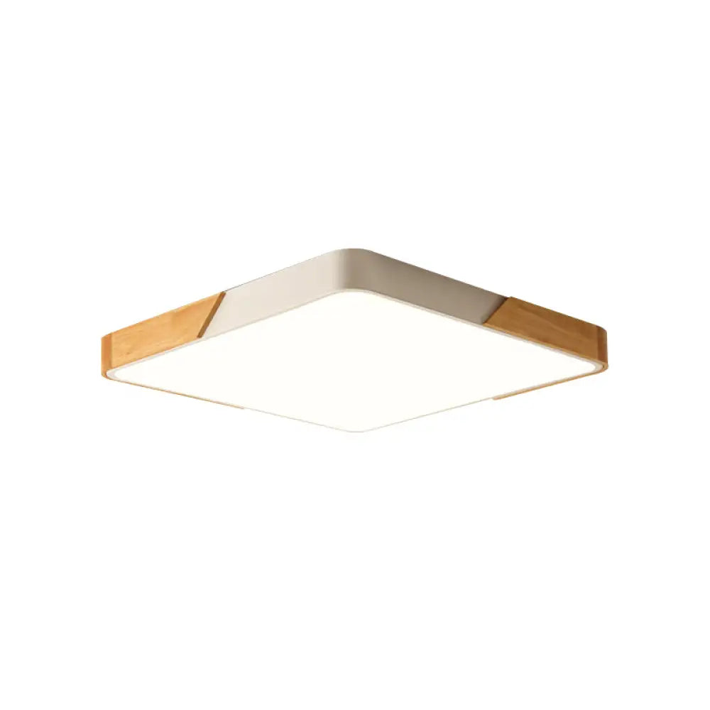 DecorBites™ DecorBites™ Kids Bedroom Ceiling Light - Nordic Green Square Flush Mount with Wood and Acrylic Shade