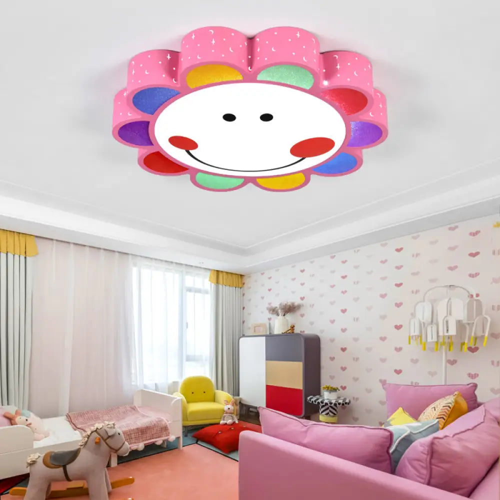 DecorBites™ DecorBites™ Kids' Bedroom & Hallway Smiling Flower Flush Ceiling Light - Lovely Acrylic Ceiling Fixture
