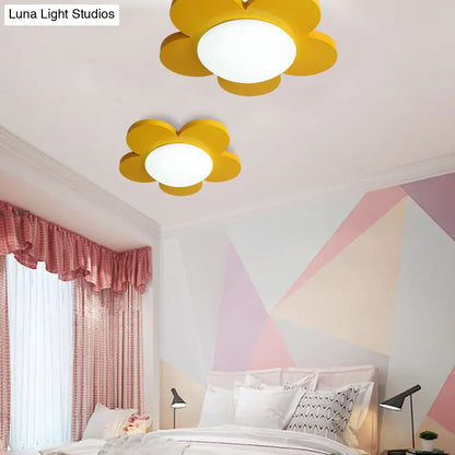 DecorBites™ DecorBites™ Kids Bedroom Macaron Flush Mount Ceiling Light with Floral Acrylic Shade