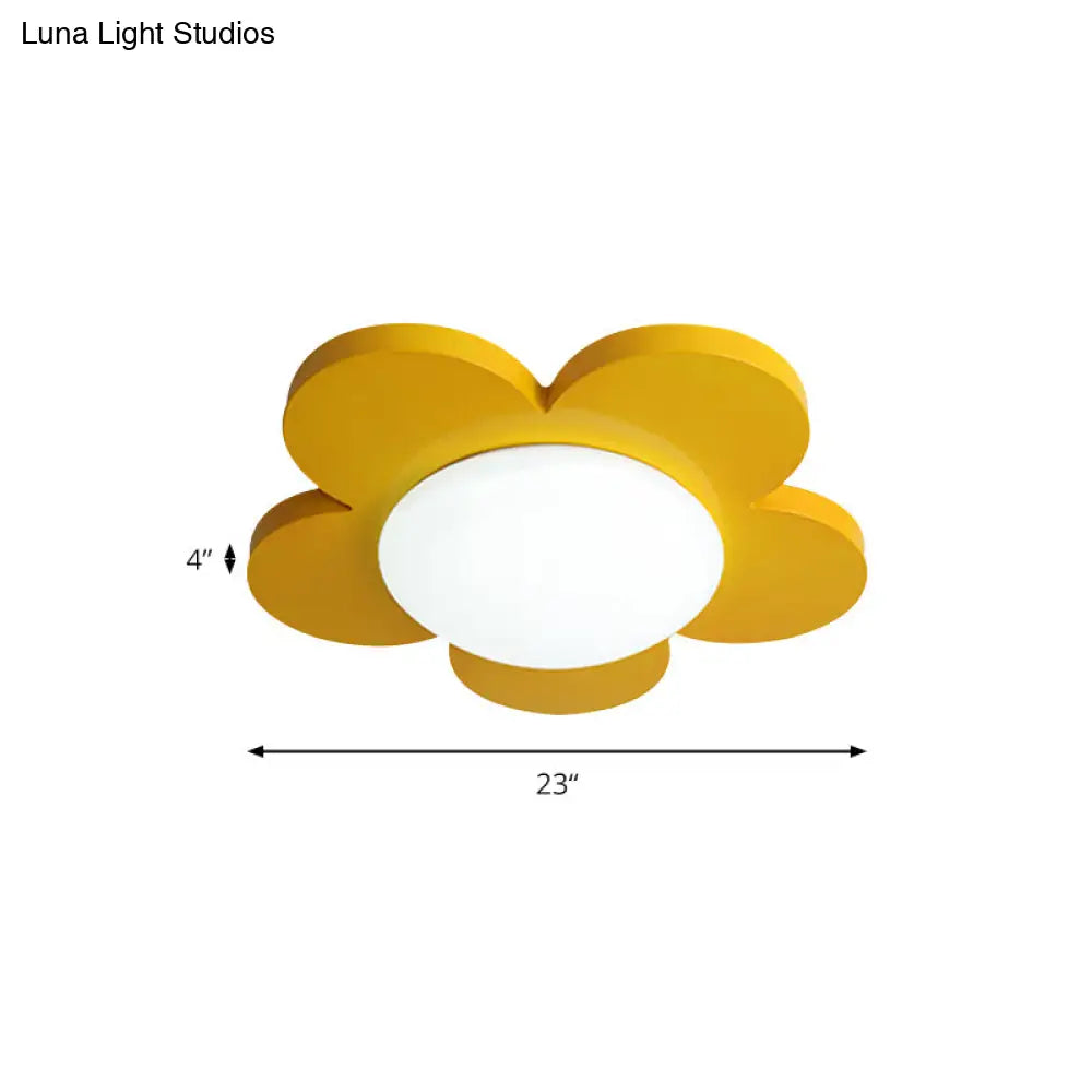 DecorBites™ DecorBites™ Kids Bedroom Macaron Flush Mount Ceiling Light with Floral Acrylic Shade