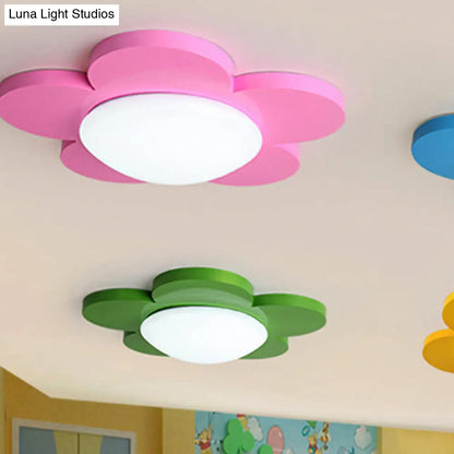 DecorBites™ DecorBites™ Kids Bedroom Macaron Flush Mount Ceiling Light with Floral Acrylic Shade