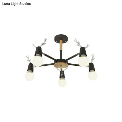 DecorBites™ DecorBites™ Kids' Bedroom Semi Flush Ceiling Light with Modern Antler Decoration