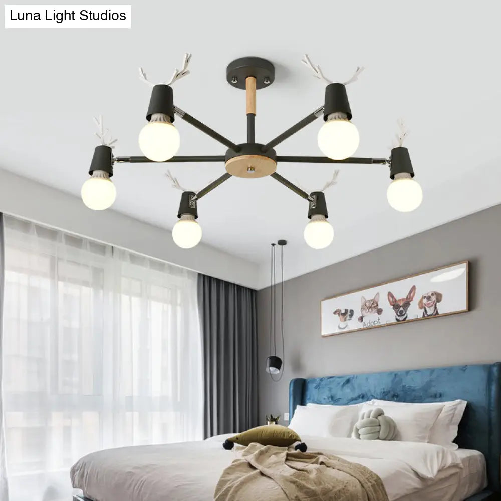 DecorBites™ DecorBites™ Kids' Bedroom Semi Flush Ceiling Light with Modern Antler Decoration