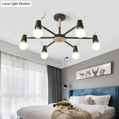 DecorBites™ DecorBites™ Kids' Bedroom Semi Flush Ceiling Light with Modern Antler Decoration