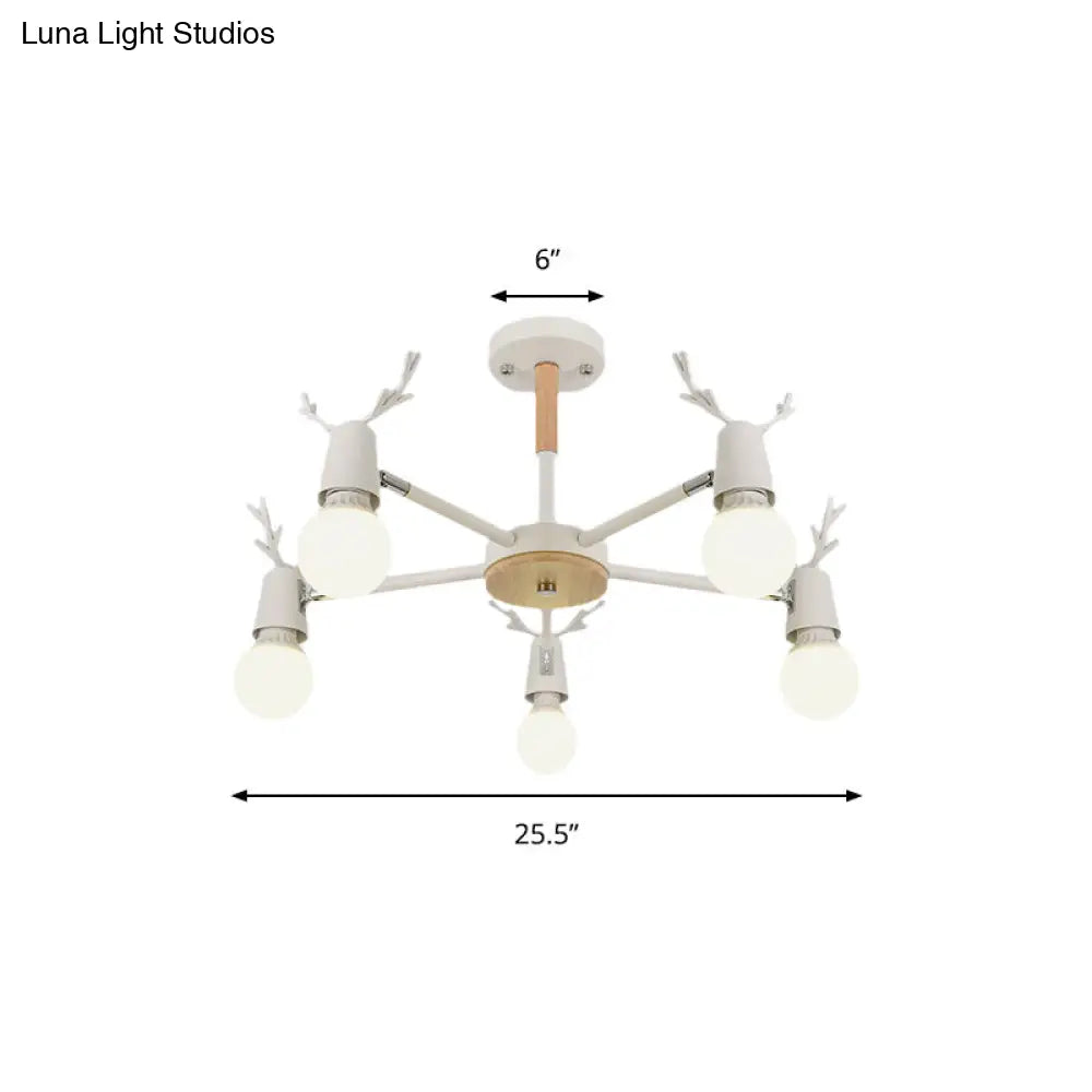 DecorBites™ DecorBites™ Kids' Bedroom Semi Flush Ceiling Light with Modern Antler Decoration