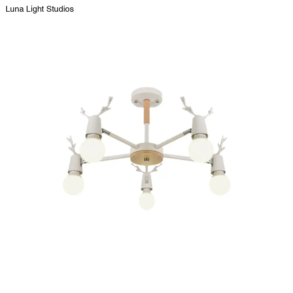 DecorBites™ DecorBites™ Kids' Bedroom Semi Flush Ceiling Light with Modern Antler Decoration