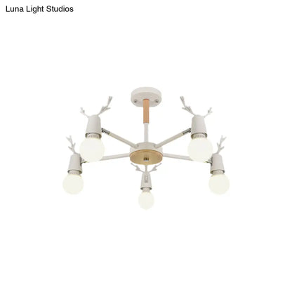 DecorBites™ DecorBites™ Kids' Bedroom Semi Flush Ceiling Light with Modern Antler Decoration
