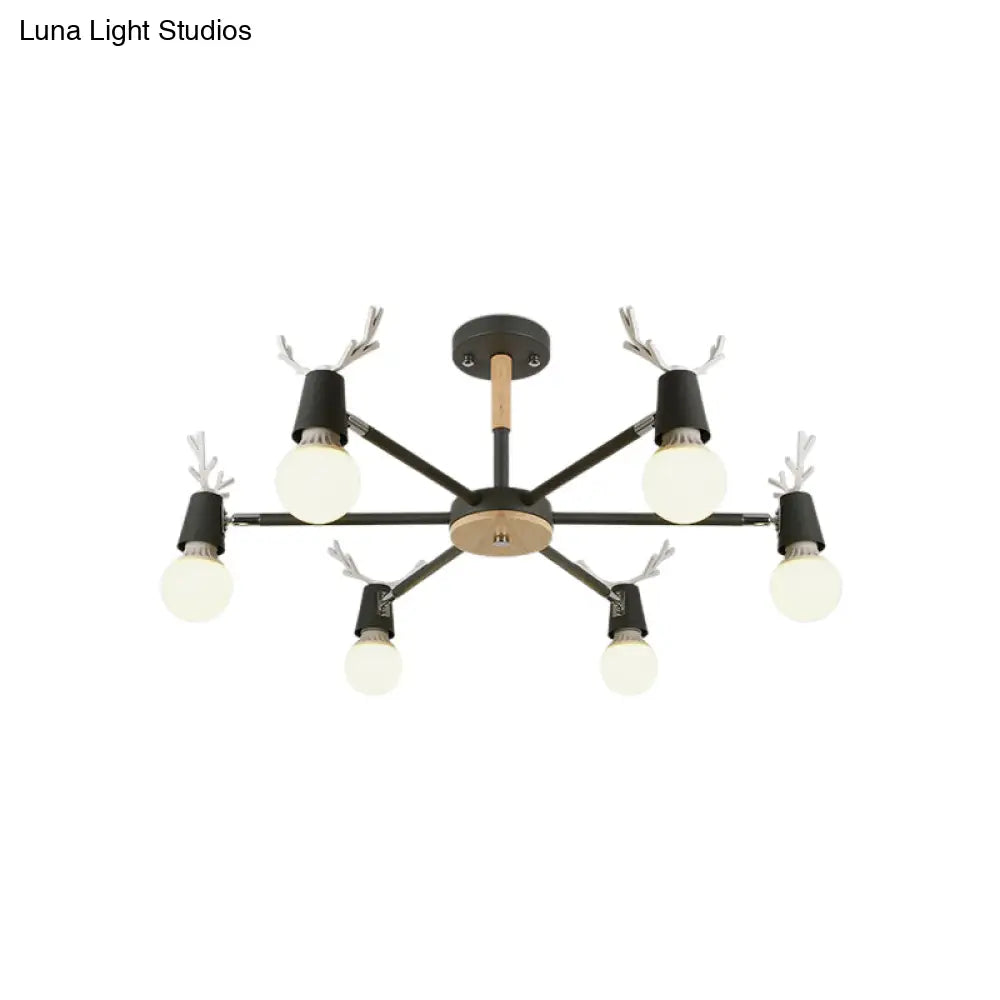 DecorBites™ DecorBites™ Kids' Bedroom Semi Flush Ceiling Light with Modern Antler Decoration