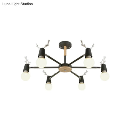 DecorBites™ DecorBites™ Kids' Bedroom Semi Flush Ceiling Light with Modern Antler Decoration