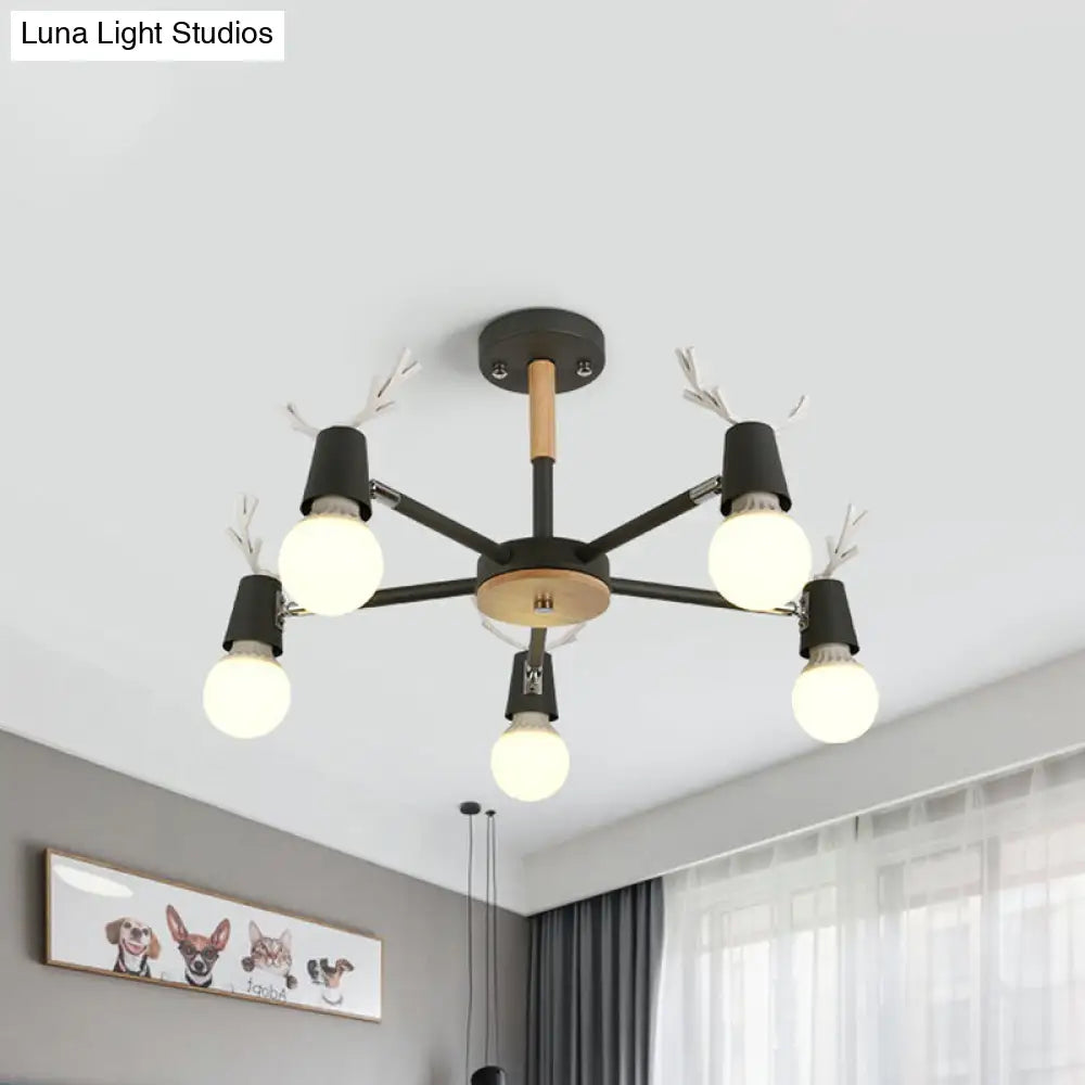 DecorBites™ DecorBites™ Kids' Bedroom Semi Flush Ceiling Light with Modern Antler Decoration