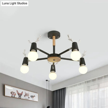 DecorBites™ DecorBites™ Kids' Bedroom Semi Flush Ceiling Light with Modern Antler Decoration