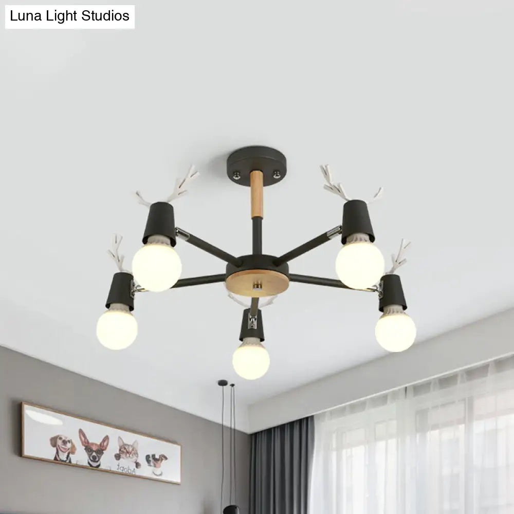DecorBites™ DecorBites™ Kids' Bedroom Semi Flush Ceiling Light with Modern Antler Decoration