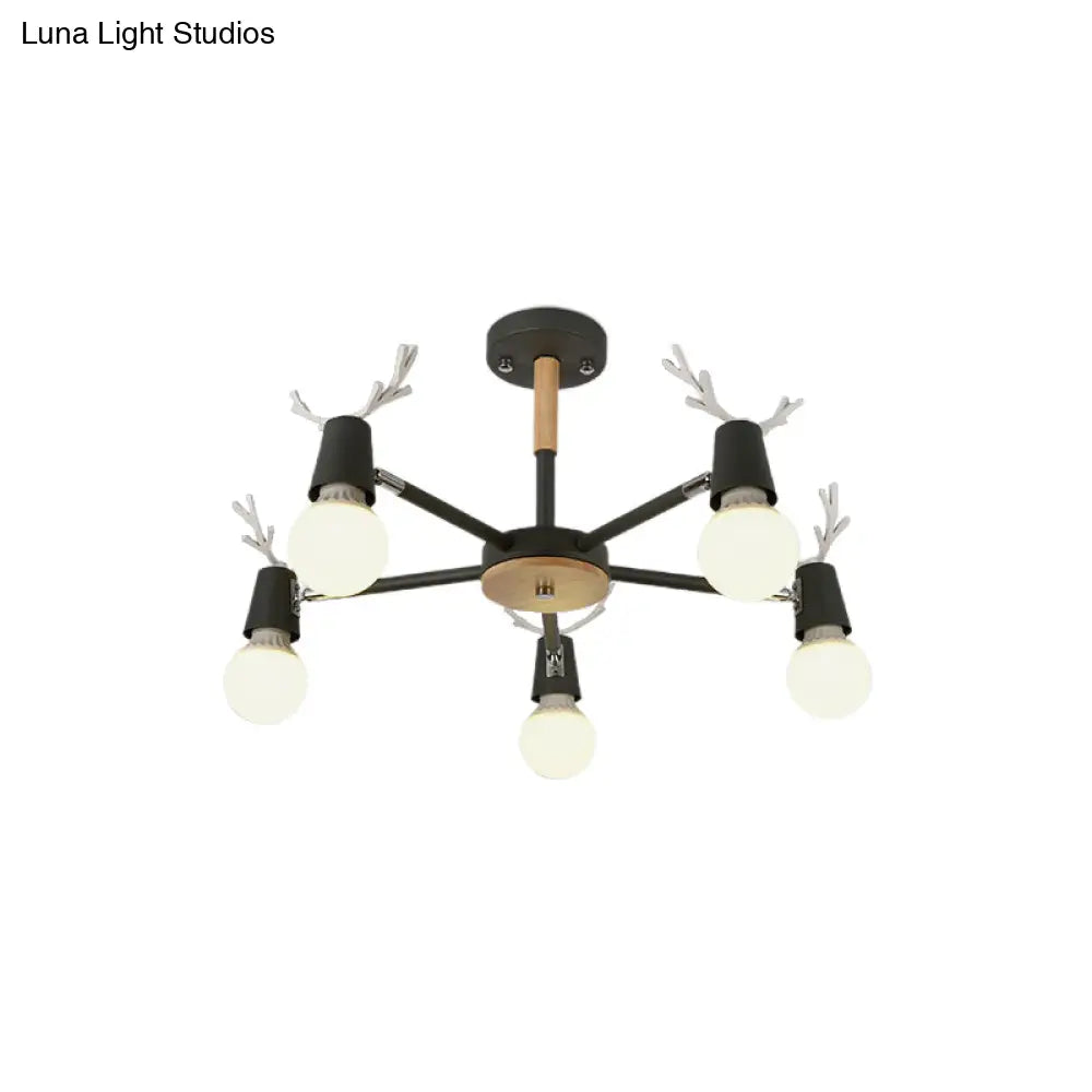 DecorBites™ DecorBites™ Kids' Bedroom Semi Flush Ceiling Light with Modern Antler Decoration
