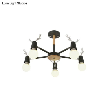 DecorBites™ DecorBites™ Kids' Bedroom Semi Flush Ceiling Light with Modern Antler Decoration