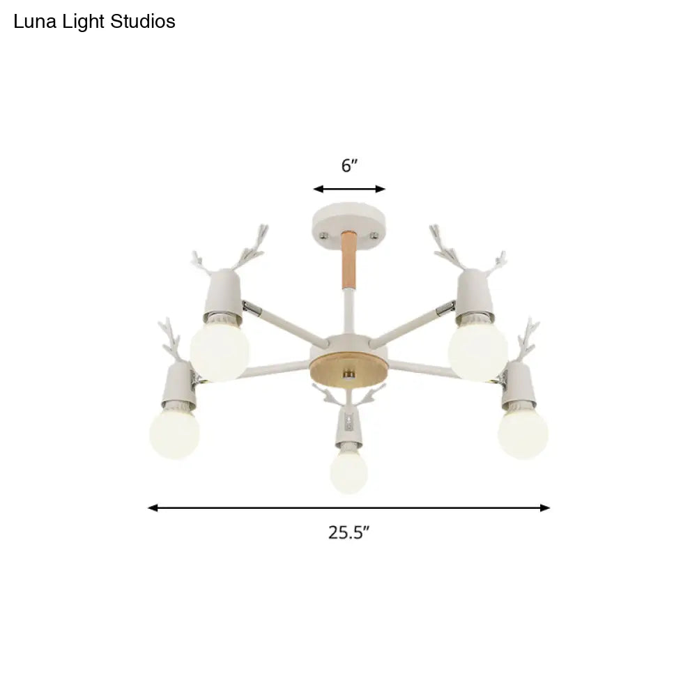 DecorBites™ DecorBites™ Kids' Bedroom Semi Flush Ceiling Light with Modern Antler Decoration