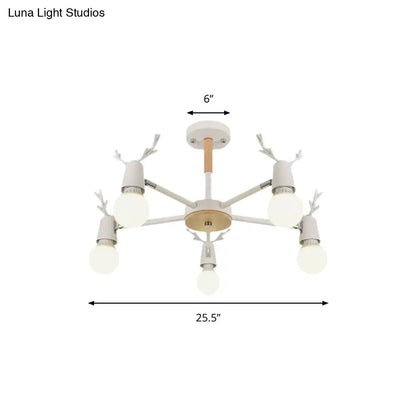 DecorBites™ DecorBites™ Kids' Bedroom Semi Flush Ceiling Light with Modern Antler Decoration