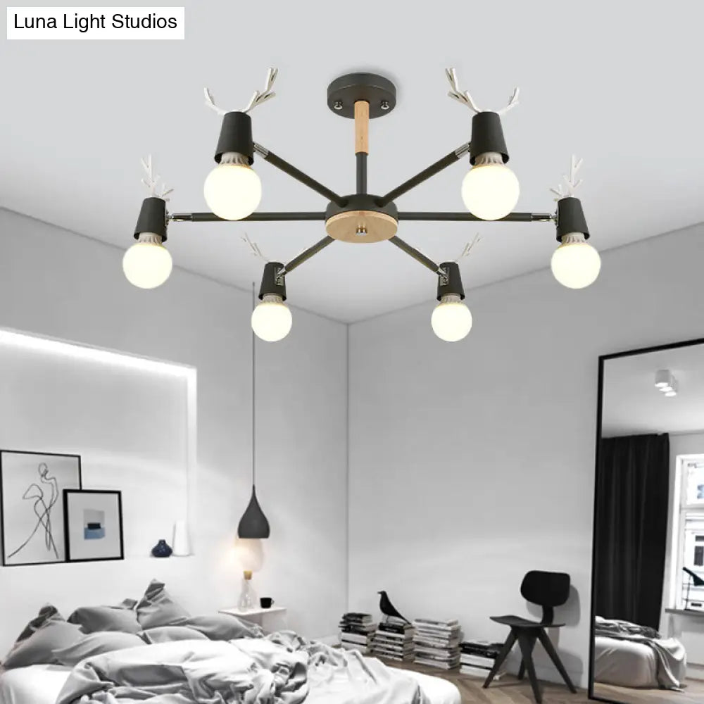 DecorBites™ DecorBites™ Kids' Bedroom Semi Flush Ceiling Light with Modern Antler Decoration