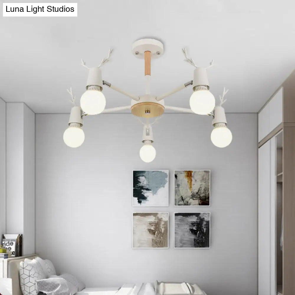 DecorBites™ DecorBites™ Kids' Bedroom Semi Flush Ceiling Light with Modern Antler Decoration