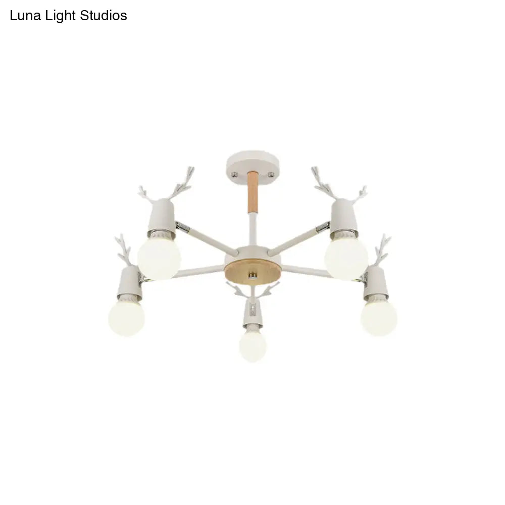 DecorBites™ DecorBites™ Kids' Bedroom Semi Flush Ceiling Light with Modern Antler Decoration