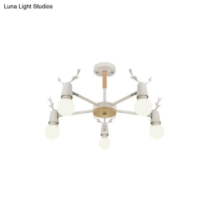 DecorBites™ DecorBites™ Kids' Bedroom Semi Flush Ceiling Light with Modern Antler Decoration