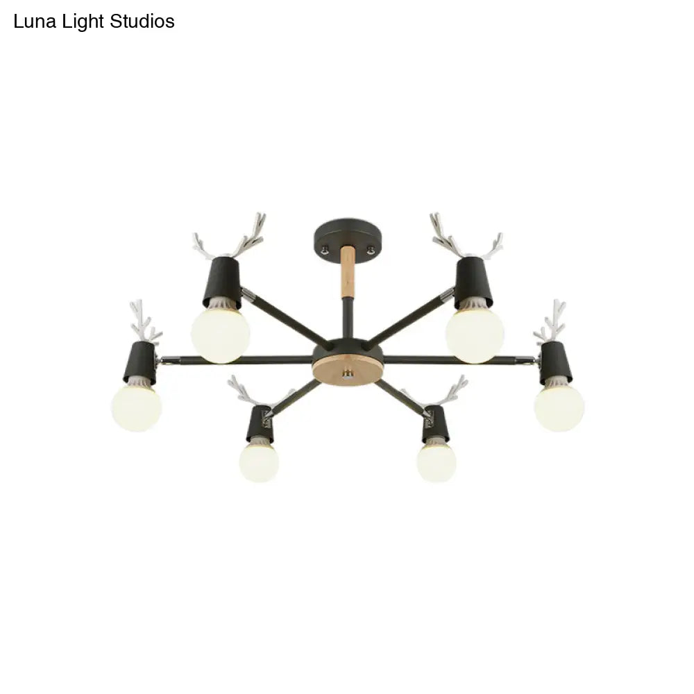 DecorBites™ DecorBites™ Kids' Bedroom Semi Flush Ceiling Light with Modern Antler Decoration